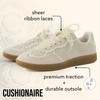 CUSHIONAIRE Belinda Women’s Lace Detail Casual Sneakers – Elegant Ribbon