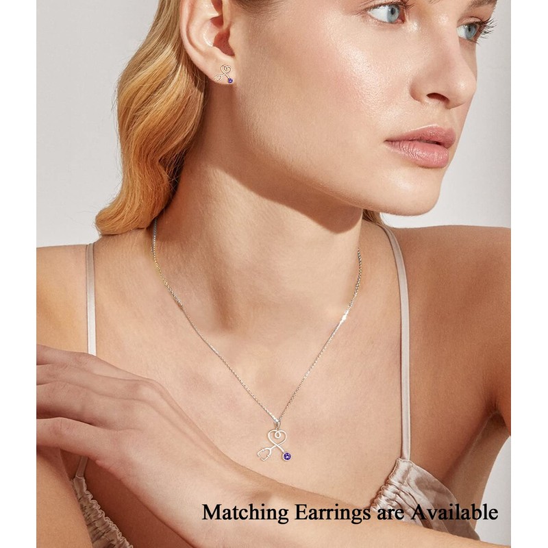 Aoboco Sterling Silver Necklace with Stethoscope and Infinity Heart Pendant,