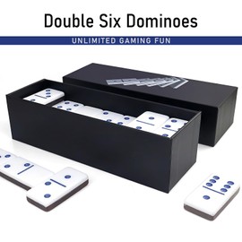 IDTQ Transparent Black Dominoes Set for Adults - Classic Double 6 Dominoes with 28 Tiles - Sleek Dark Tones Board Game for Game Nights & Gifts