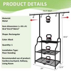 Meyoppm 3 Tier Hanging Plant Stand Indoor Outdoor, Simple Trending Plant Stand for Multiple Flower Planter Holder, Metal Plant Shelf Flower Pot Display Holder for Garden, Living Room, Balcon