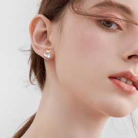 Moonstone Earrings for Women Girls 925 Sterling Silver Koala/Cat/Owl/Cow/Bat/Pig Stud Earrings Animal Gift Moonstone Jewellery, Sterling Silver, Moonstone