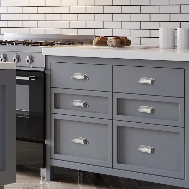 khtumeware 10 Pack 3 inch (76 mm) Drawer Pulls Brushed