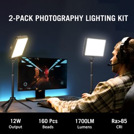2-Pack Portable Photography Lighting Kit, Arsoer 8" 2800K-6500K Dimmable Studio Lights with Tripod, USB Powered Video Light for Photography/Zoom/Video Conference/Live Streaming/YouTube/Tiktok/Ins