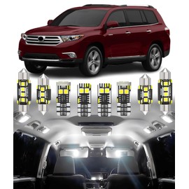 BMT xms Car Interior LED Light Replacement for Toyota Highlander 2007-2013,6000K Super Bright Interior Light Bulbs Package, 13pcs