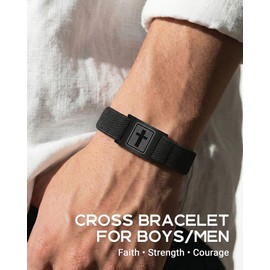 Kidbbi Mens Cross Bracelet Boys Gifts Baptism Confirmation Birthday Gifts