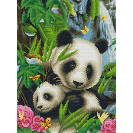 Cross Stitch Kits 11 Count Stamped Meecaa Flower Animal Bamboo Panda Embroidery Kit with Accessories Pre-Printed (36cm x 46cm) (Panda)