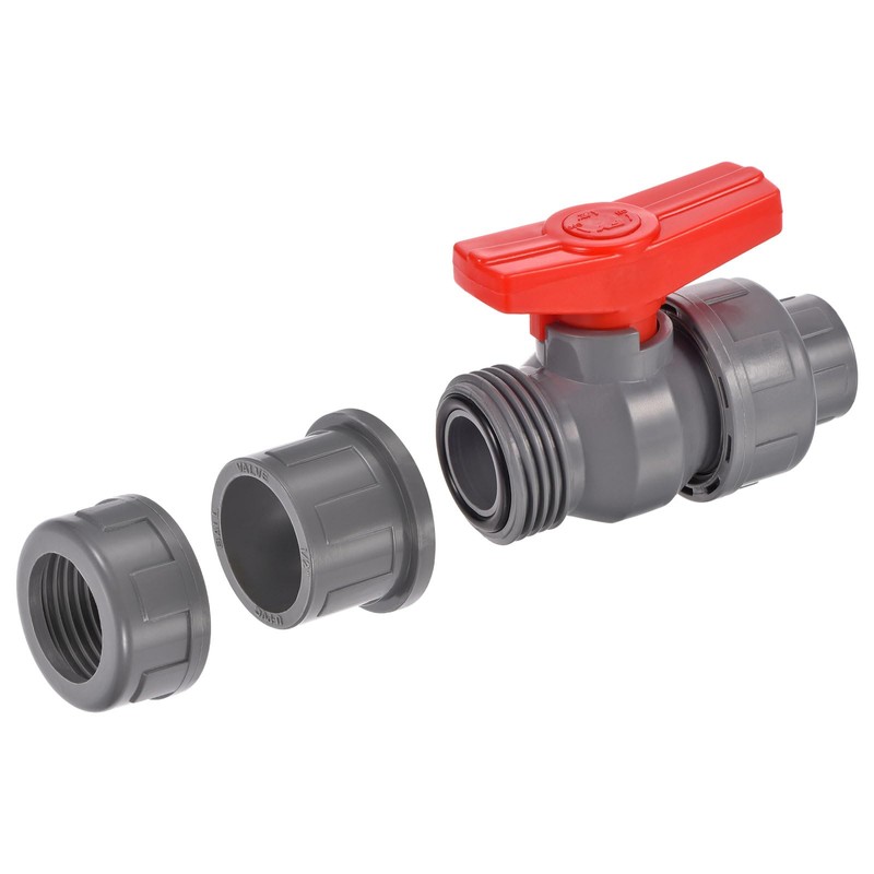 PATIKIL 20mm ID Double Union Ball Valve, 1 Pack PVC