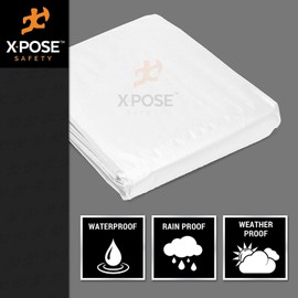Heavy Duty White Poly Tarp 6' x 8' - Multipurpose Protective Cover - Durable, Waterproof, Weather Proof, Rip and Tear Resistant - Extra Thick 12 Mil Polyethylene - by Xpose Safety