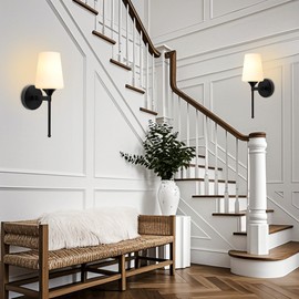 YHTlaeh New Bathroom Vanity Light Fixtures 3 Lights Brushed Black Glass Shade Modern Wall Bar Sconce Over Mirror (Brushed Black, 1T 2Pack)