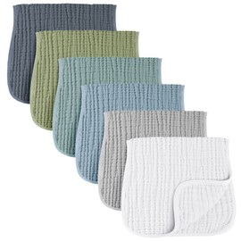 Konssy Konssy Muslin Baby Burp Cloths Sets for Unisex- 6 Pack Large 100% Cotton Burping Clothes for Newborn, Baby Girls and Boys