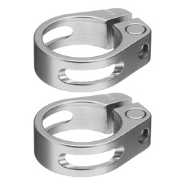 sourcing map 2pcs Bike Seat Post Clamp 31.8mm Clip Aluminum Alloy Bicycle Locking Seat Post Ring with M4 Hex Screw for 27.2 to 28.6mm Bicycle Mountain Road Bike Tube, Silver