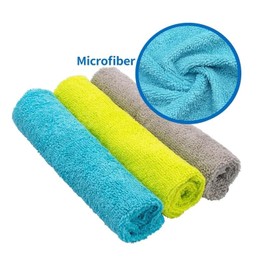 Multipurpose Microfiber Cleaning Towels for Kitchen, Homes, Cars, and Windows. 12 Pack Ultra-Absorbent Cleaning Cloths, 12x12 inches (Grey)