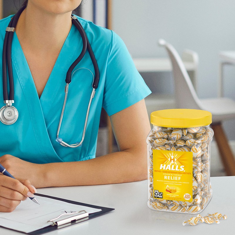 HALLS Relief Honey Lemon Cough Drops, Bulk Cough Drops, 250