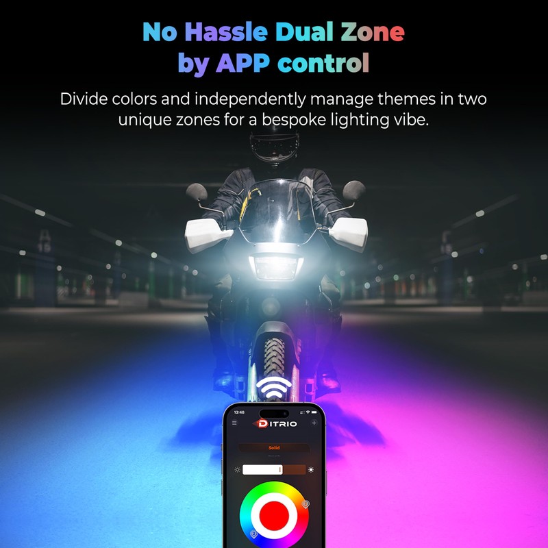8Pcs Motorcycle Led Underglow Kit with Brake Turn Signal, Motorcycle