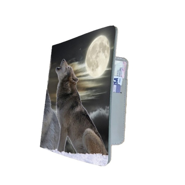 Wolf Howling at The Moon Travel Passport Case Holder Gift