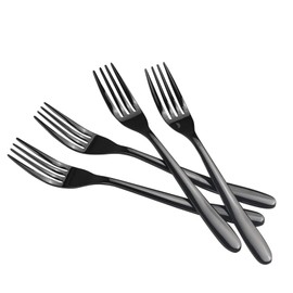 Vababa Tenedores de cena de metal negro mate de 16 piezas, acero inoxidable
