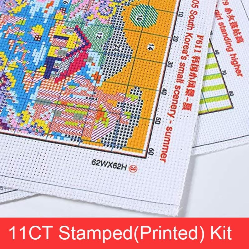 Stitchmelody Stamped Cross Stitch Kits,11CT Printed Pattern Embroidery Kit DIY