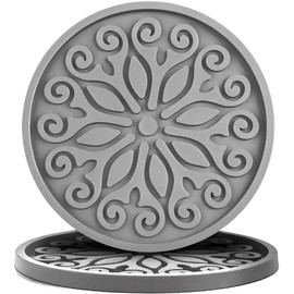 QUSUM Silicone Coasters for Drinks,Resistant Reusable Drink Coasters-Great Gift for Birthday, Housewarming,Room Decor,Holiday Party (*Gray-2Pack)