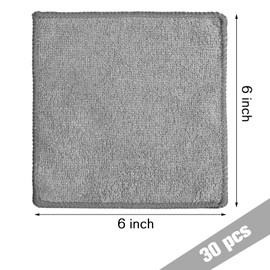 Tanlade Microfiber Cleaning Cloth 6"x6" Cleaning Rags Reasonable Kitchen Towels Microfiber Towels Cars Wash Dry Erase Cloth (Gray,30 Pcs)
