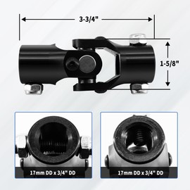 RABROPAR 17mm DD x 3/4" DD Steering U Joint Steering Shaft Universal Joint Coupling Black, 3-3/4" Overall Length 1-5/8" Outside Diameter