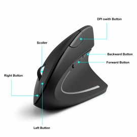 Battery Connection Ergonomic Mouse Optical Vertical Mice 6 Keys USB Wireless 2.4GHz 1200DPI For PC