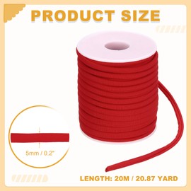PATIKIL Flat Elastic Nylon Cord, 21.87 Yard 5 mm Stretchy Spandex Cord Fabric Elastic String for Sewing Clothing Hair Ties Drawstring DIY Crafts, Red