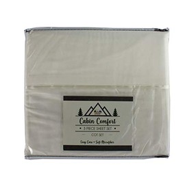 Everything Summer Camp Comfort - Cabin Sheet for Camping and RV - Fits All Cot Size Beds - 72 x 28 Inches - Super Soft (3 Piece Set, Fitted, Flat, Pillowcase), Cream