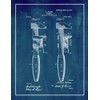 Pipe Wrench Patent Print Midnight Blue with Border (5" x