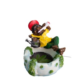 3.5" Small Rasta Jamaican Man Holding Bowl Polyresin Ashtray Decoration | #30
