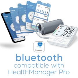 Beurer BM69W Upper Arm Blood Pressure Monitor with Bluetooth, Cuff Position...