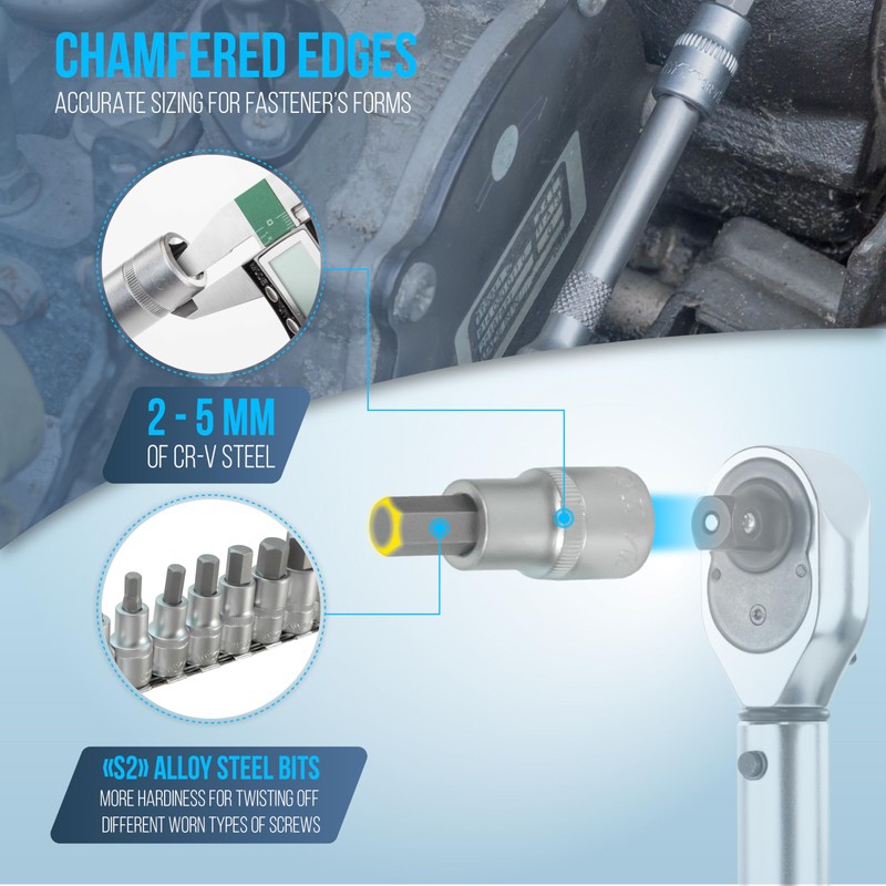 Hexagonal Socket Bits 1/2 Inch Set Key