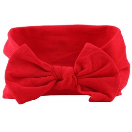 AKOAK 1 Pack Solid Color Skin-friendly Baby Headband Elastic Soft Nylon Headband Cute Baby Bow Headband (Red)