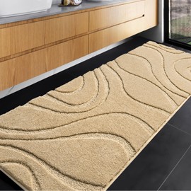 DEXDE Bathroom Rugs Runner 24 x 72 Inch,Extra Long Bathroom Rug Non-Slip,Machine Washable Bath Mats Rug,Beige Soft Carpets for Bathroom Shower
