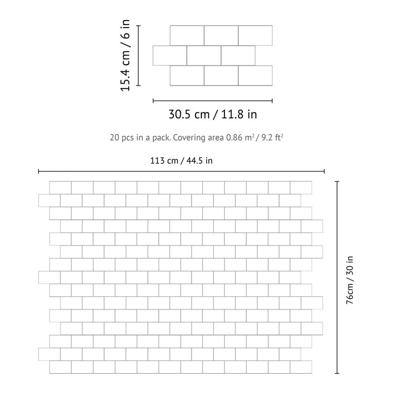 WALPLUS 3D Tile Stickers Peel and Stick Backsplash Splashback Decals