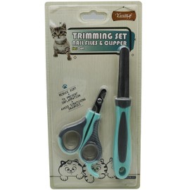 GTIWUNG Professional Claw Care Cat Nail Scissors, Nail Scissors for Dogs and Cats with Nail File, Stainless Steel Claw Pliers, Nail Scissors Set Including Claw File - Small Blue