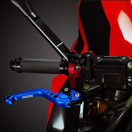 MZS Motorcycle Levers Set, 7/8 Brake Master Cylinder Clutch Cable Lever, Universal Short Adjustable CNC Blue Compatible with Motorbike Ebike Street Sport Dirt Pit Mini Bike Scooter ATV