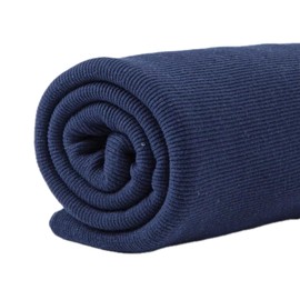OCTHIRLZ Soft Cotton Ribbing Fabric for Cuffs Collar and Waistband Stretch Rib Knitted Fabric for Sewing Jackets Coats (Navy Blue, 43.34 x 7.88 inch)