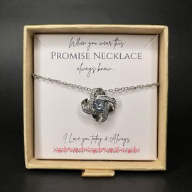 Promise Necklace Sterling Silver – Friendship, Graduation, Long Relationship Gift – Sentimental Love Knot Necklace for Daughter, Friend, Girlfriend – 925 Silver Jewelry