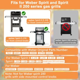PETKAO 7637 Cast Iron Reversible Griddle for Weber Spirit 2 Griddle Insert GS4 Spirit II & I 200 Series (w/Front Control Knobs), Replacement Parts for Weber Spirit 2 Accessories 64815 67022 69800,1PC