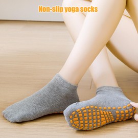 UNINGYI Yoga Socks, 4 Pairs Stopper Socks, Women's Pilates Socks, Non-Slip Socks, ABS Socks, Women's Non-Slip Socks for Yoga, Pilates, Hospital, for Home, Workout, Sports, Black, grey, purple, pink
