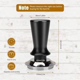 Tooteeru Calibrated Espresso Tamper Coffee Tamper with Spring Loaded Tamper Tool Powder Press with Flat Stainless Steel Base-53mm