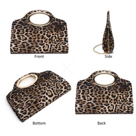 DETARA Clutch Purse for Women Cut Out Handle Clutch PU Leather/Straw Evening Handbag with Shoulder Chain Strap Ideal for Wedding Party and Prom (Leopard Print H750)