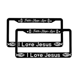Faith Hope Love Jesus License Plate Frame 2 Pack License Plate Cover Universal Car Tag Frame for Women Men Aluminum Cars Accessories Decor 2 Hole