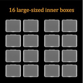 RJ-Sport 16 Grids Diamond Art Bead Organizer Box, Compact & Portable Clear Plastic Case for Jewelry & Gems Storage and Organizing