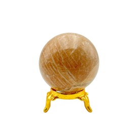 GEMSCITE Cream Moonstone Natural 50-55 mm Gemstone Ball Sphere + Stand Hand Carved Crystal Altar Healing Devotional Focus Spiritual Chakra Cleansing Metaphysical Gift Men Women from India
