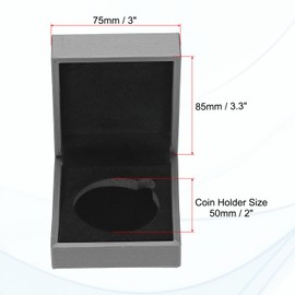PATIKIL Coin Display Box, Coin Presentation Display Box Coin Box Coin Case with Coin Holder Square Fit 50mm Coin for Silver Dollar Collectors, Gray