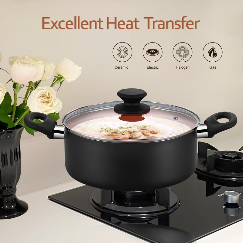 BECIGAR Ceramic Pots and Pans Set, 15PCS Nonstick Set Ceramic