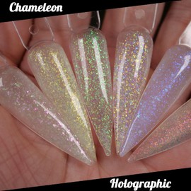 Oumisaya Opal Iridescent Chameleon Glitter Gel Polish Colors Set GP015 Sparkle Holographic Glow in the dark gel nail manicure kit