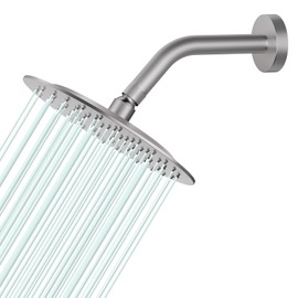 AULEEND All Metal Rain Shower Head - Heavy Duty Stainless Steel, Easy Install, High Water Flow, Ultra-Thin Modern Design for Bathroom (Brushed Nickel, 8)