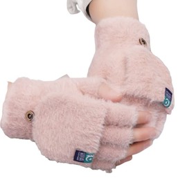 YLYMWJ Winter Knitted Convertible Fingerless Gloves for Women Girls Fluffy Warm Flip Top Mittens Flexible Wool Cotton Thermal Gloves